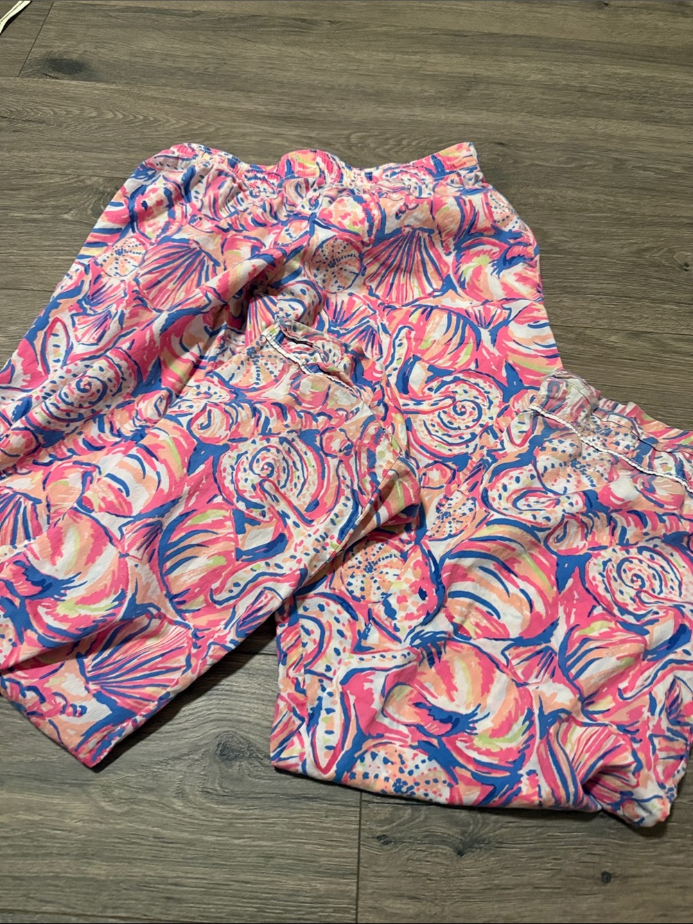 Lilly Pulitzer Pink and Blue Smocked Floral pj pants
